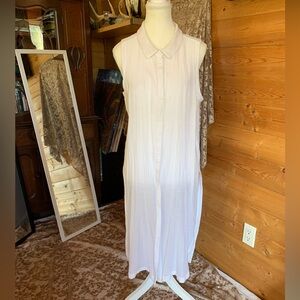 White‎ Collard Sleeveless Dress Basics Neutral Layering Grannycore Grandma Beach